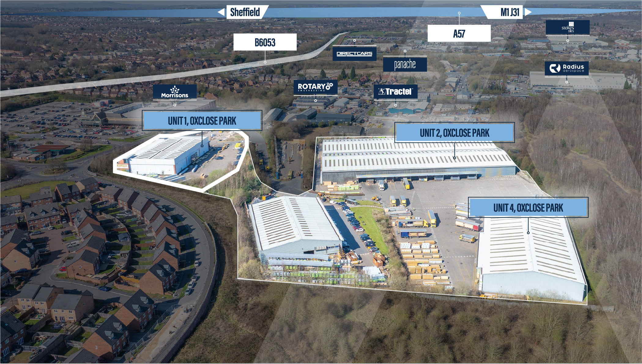 Aerial overview of the estate location